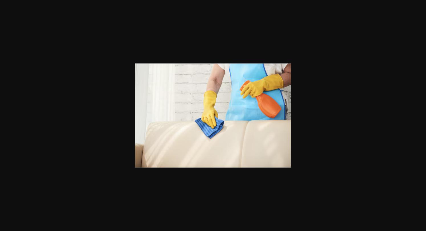 Meubels schoonmaken leren bank reinigen met spons en spray